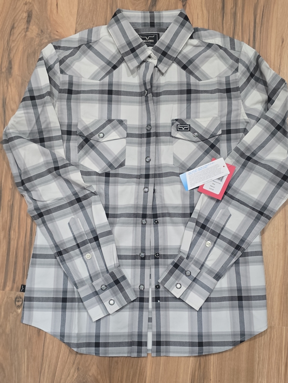 Kimes Ranch Gray and White Plaid Western Button-Down Shirt